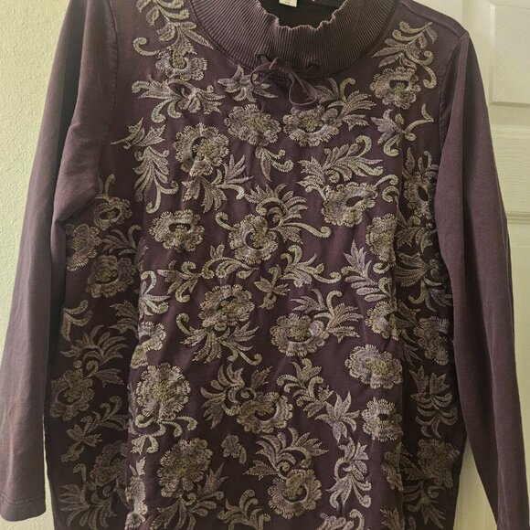 Coldwater Creek wine boho Hippie embroidery tunic shirt XLP - Picture 10 of 10